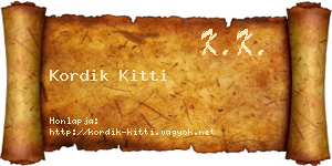 Kordik Kitti névjegykártya